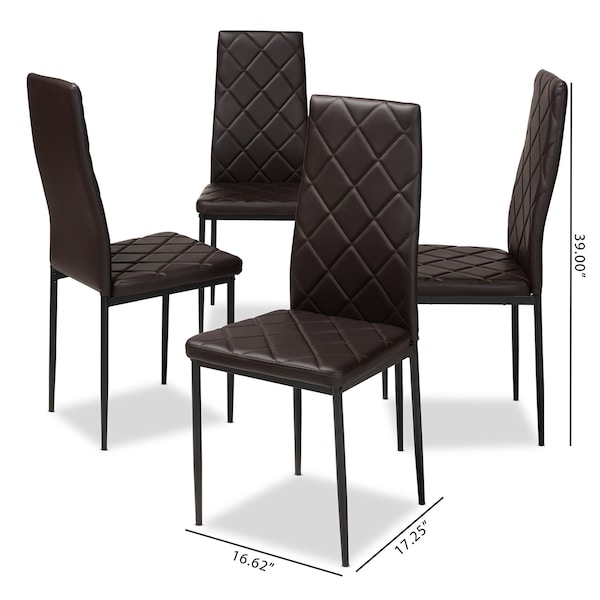 Baxton Studio Blaise Modern Brown Faux Leather Upholstered Dining Chair, PK4 - 146-8782