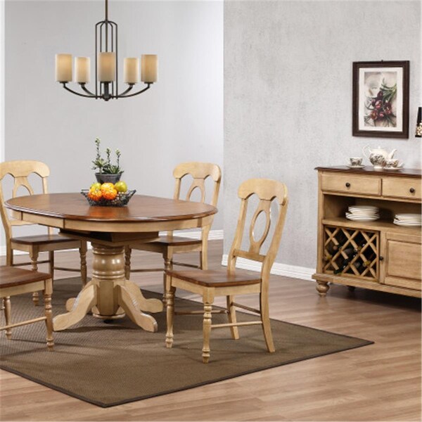 Sunset Trading Sunset Trading 5 Piece Brook Round or Oval Butterfly Leaf Dining Set with Napoleon Chairs - DLU-BR4260-C50-PW5PC
