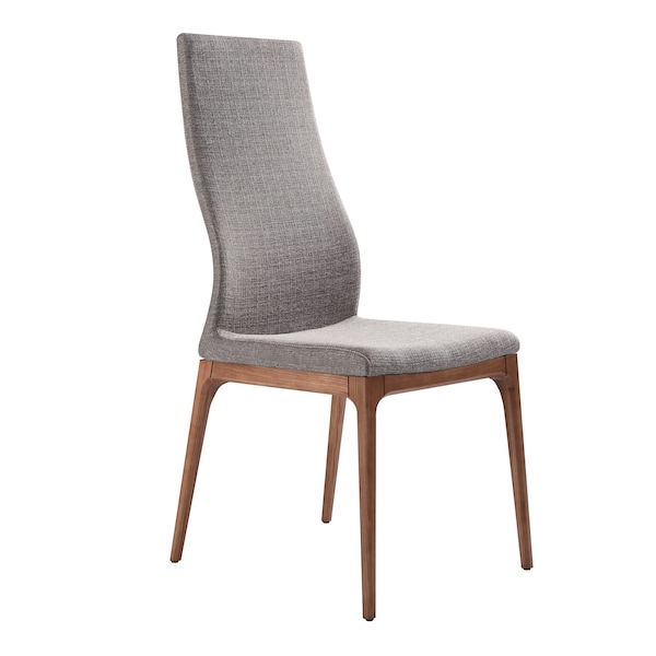Armen Living Parker Mid-Century Dining Chair in Walnut Finish and Gray Fabric - Set of 2 - LCPKSIGR