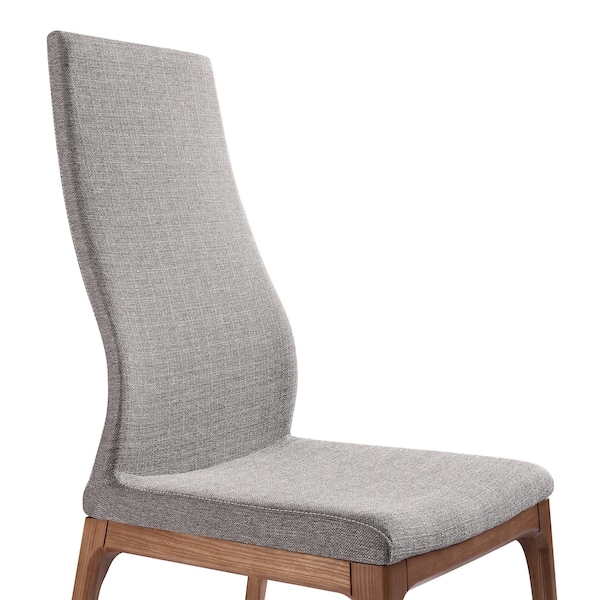 Armen Living Parker Mid-Century Dining Chair in Walnut Finish and Gray Fabric - Set of 2 - LCPKSIGR