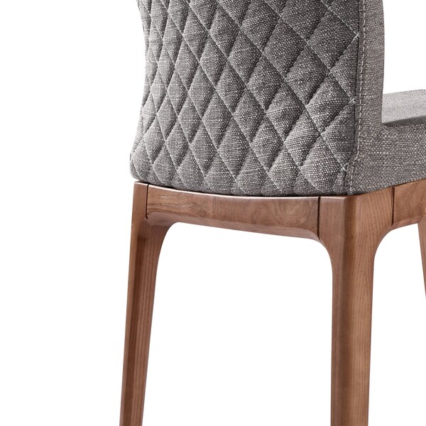 Armen Living Parker Mid-Century Dining Chair in Walnut Finish and Gray Fabric - Set of 2 - LCPKSIGR