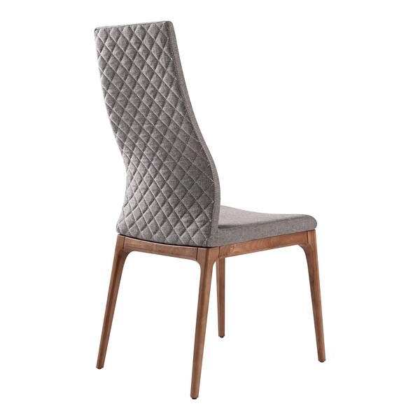 Armen Living Parker Mid-Century Dining Chair in Walnut Finish and Gray Fabric - Set of 2 - LCPKSIGR
