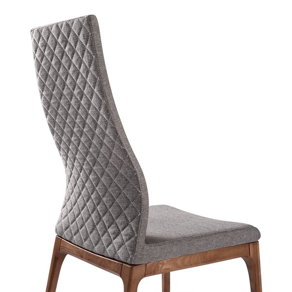 Armen Living Parker Mid-Century Dining Chair in Walnut Finish and Gray Fabric - Set of 2 - LCPKSIGR