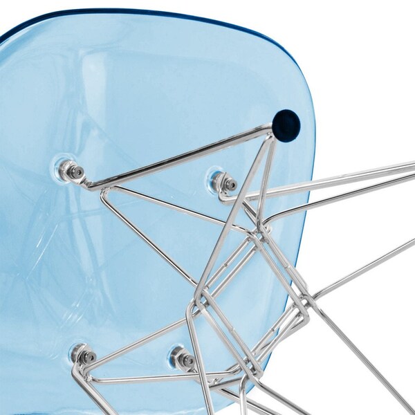 Leisuremod Cresco Plastic Dining Side Chair, Transparent Blue, 4PK - CR19TBU4