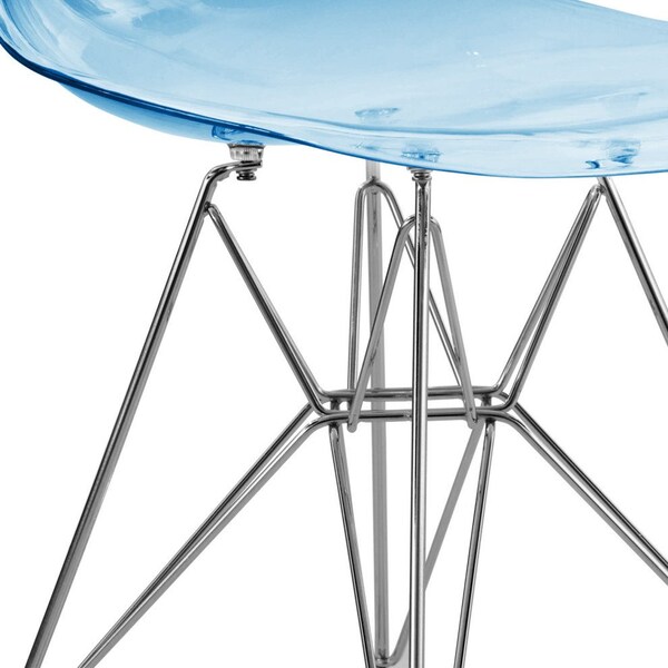 Leisuremod Cresco Plastic Dining Side Chair, Transparent Blue, 4PK - CR19TBU4