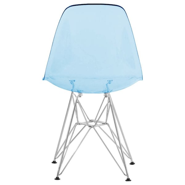 Leisuremod Cresco Plastic Dining Side Chair, Transparent Blue, 4PK - CR19TBU4