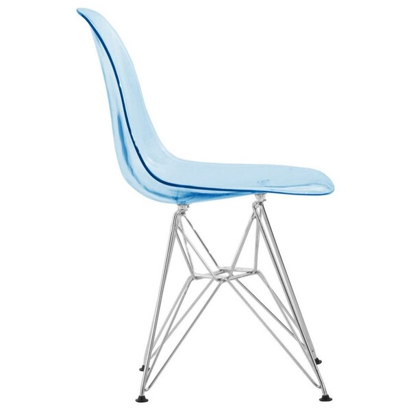 Leisuremod Cresco Plastic Dining Side Chair, Transparent Blue, 4PK - CR19TBU4