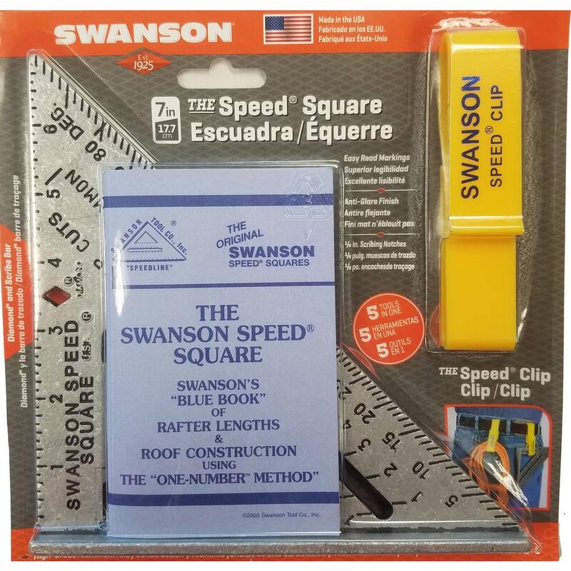 Swanson 7 in. Speed Square, Rafter / Carpenter Square Layout Tool with Black Gradations and Speed Clip - S0101-C