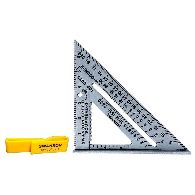 Swanson 7 in. Speed Square, Rafter / Carpenter Square Layout Tool with Black Gradations and Speed Clip - S0101-C