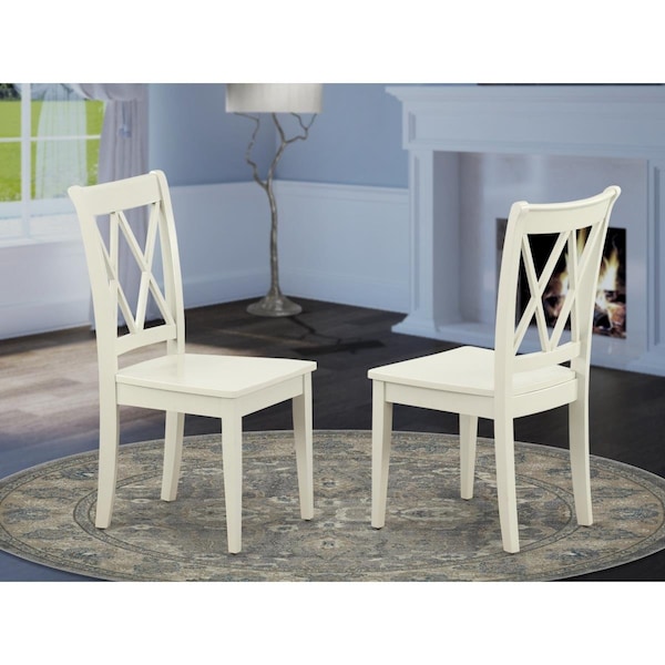 East West Furniture Clarksville Double X-back Chairs - Linen White - Set of 2 - CLC-LWH-W