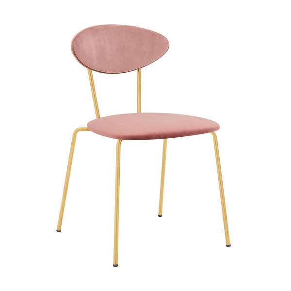 Armen Living Neo Modern Pink Velvet and Gold Metal Leg Dining Room Chairs - Set of 2 - LCNESIGLPNK