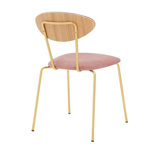 Armen Living Neo Modern Pink Velvet and Gold Metal Leg Dining Room Chairs - Set of 2 - LCNESIGLPNK