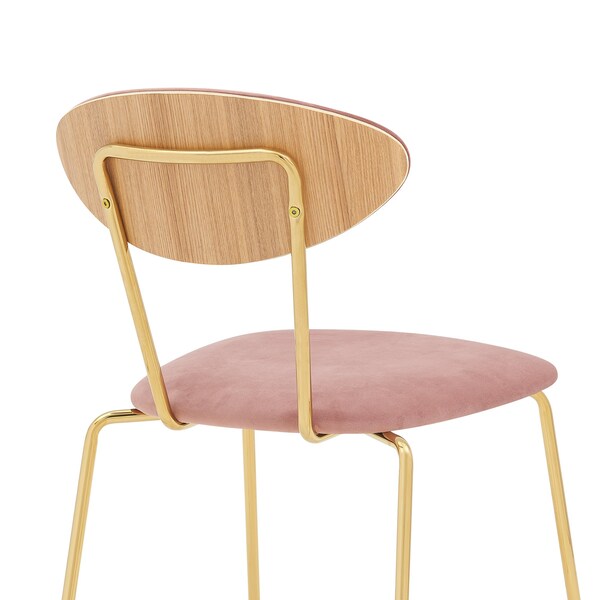 Armen Living Neo Modern Pink Velvet and Gold Metal Leg Dining Room Chairs - Set of 2 - LCNESIGLPNK