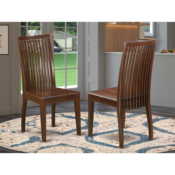 East West Furniture Ipswich Dining Chair with Slatted Back - Mahogany - Set of 2 - IPC-MAH-W