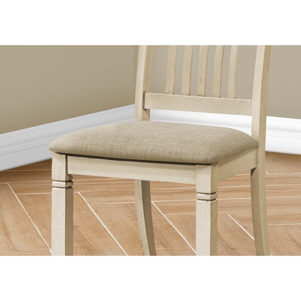 Monarch Specialties Dining Chair, 38'' Height, Antique White, Beige Linen Look, Transitional, 2PK - I 1265