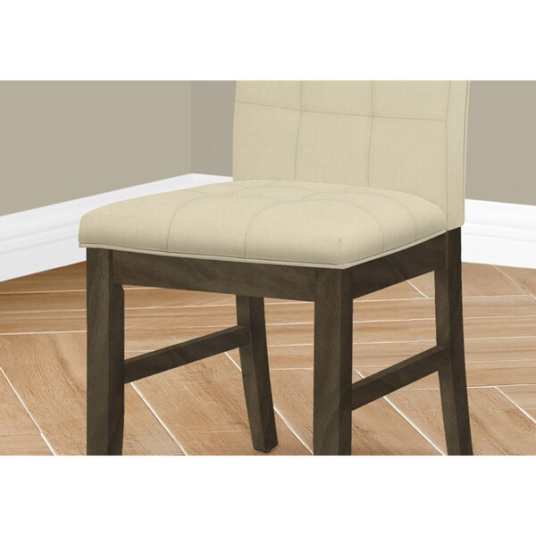 Monarch Specialties Dining Chair, 37'' Height, Upholstered, Cream Fabric, Grey Solid Wood, Transitional, 2PK - I 1376