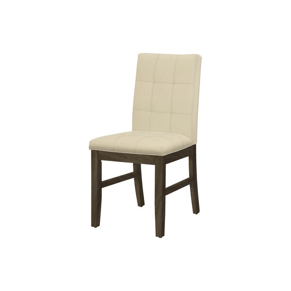 Monarch Specialties Dining Chair, 37'' Height, Upholstered, Cream Fabric, Grey Solid Wood, Transitional, 2PK - I 1376