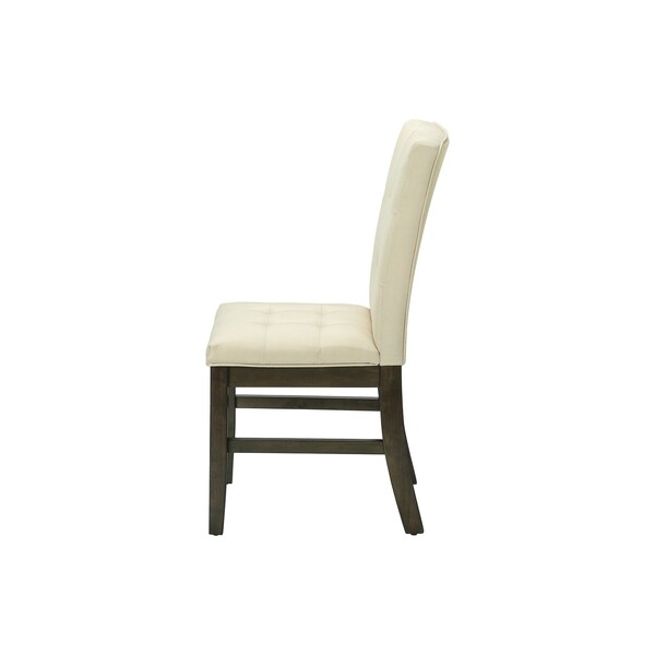 Monarch Specialties Dining Chair, 37'' Height, Upholstered, Cream Fabric, Grey Solid Wood, Transitional, 2PK - I 1376