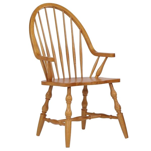 Sunset Trading oak Selections Windsor Dining Chair with Arms Distressed Light oak - Rubberwood - DLU-C30A-LO