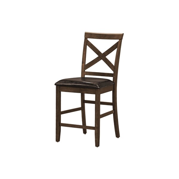 Monarch Specialties Dining Chair, 44'' Height, Upholstered, Dark Walnut, Brown Leather Look, Transitional, 2PK - I 1388
