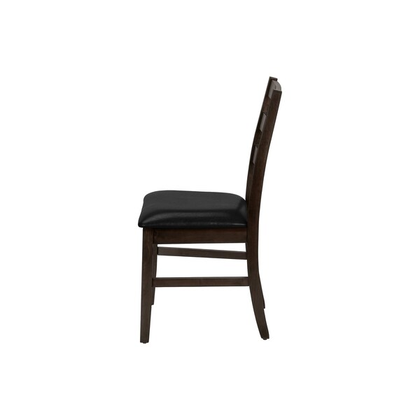 Monarch Specialties Dining Chair, 37'' Height, Upholstered, Brown Leather Look, Brown Solid Wood, Transitional, 2PK - I 1332