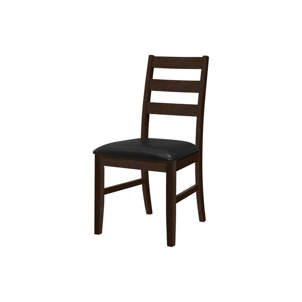 Monarch Specialties Dining Chair, 37'' Height, Upholstered, Brown Leather Look, Brown Solid Wood, Transitional, 2PK - I 1332