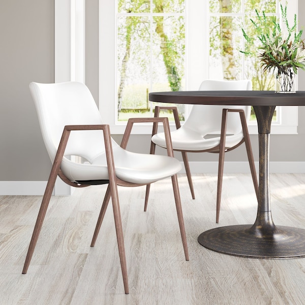 Zuo Modern Desi Dining Chair Set Of 2 White & Walnut - 109068