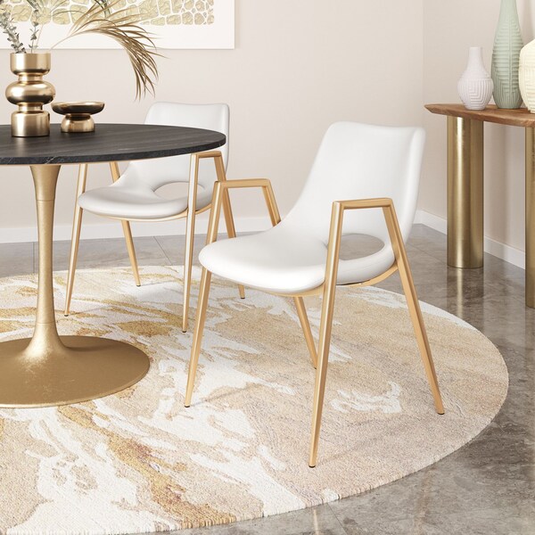 Zuo Modern Desi Dining Chair Set Of 2 White & Gold - 109550