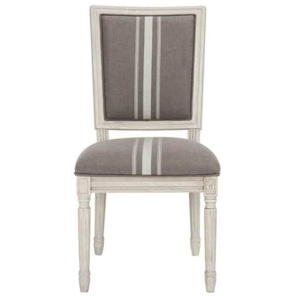 Safavieh 19 in. Buchanan French Brasserie Linen Rect Side Chair, Grey and Beige - FOX6229M-SET2