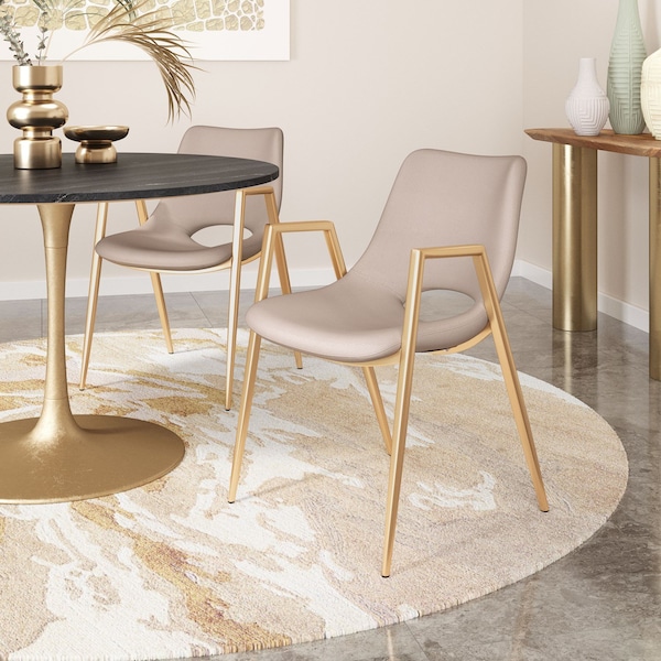 Zuo Modern Desi Dining Chair Set Of 2 Beige & Gold - 109731