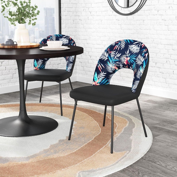 Zuo Modern Merion Dining Chair Set Of 2 Multicolor Print & Black - 109366