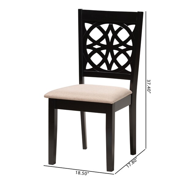Baxton Studio Abigail Modern Beige Fabric and Dark Brown Finished Wood 2-Piece Dining Chair Set, PR - 230-2PC-13212-ZORO