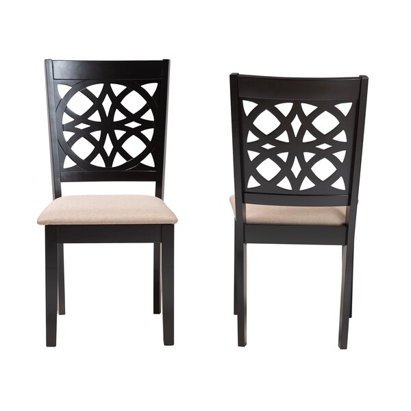 Baxton Studio Abigail Modern Beige Fabric and Dark Brown Finished Wood 2-Piece Dining Chair Set, PR - 230-2PC-13212-ZORO