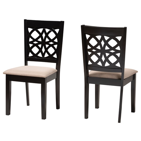 Baxton Studio Abigail Modern Beige Fabric and Dark Brown Finished Wood 2-Piece Dining Chair Set, PR - 230-2PC-13212-ZORO