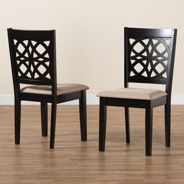 Baxton Studio Abigail Modern Beige Fabric and Dark Brown Finished Wood 2-Piece Dining Chair Set, PR - 230-2PC-13212-ZORO
