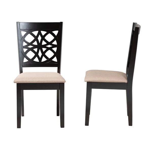 Baxton Studio Abigail Modern Beige Fabric and Dark Brown Finished Wood 2-Piece Dining Chair Set, PR - 230-2PC-13212-ZORO