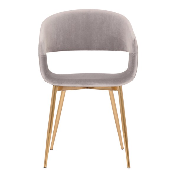 Armen Living Jocelyn Mid-Century Gray Dining Accent Chair with Gold Metal Legs - LCJCCHGLDGR