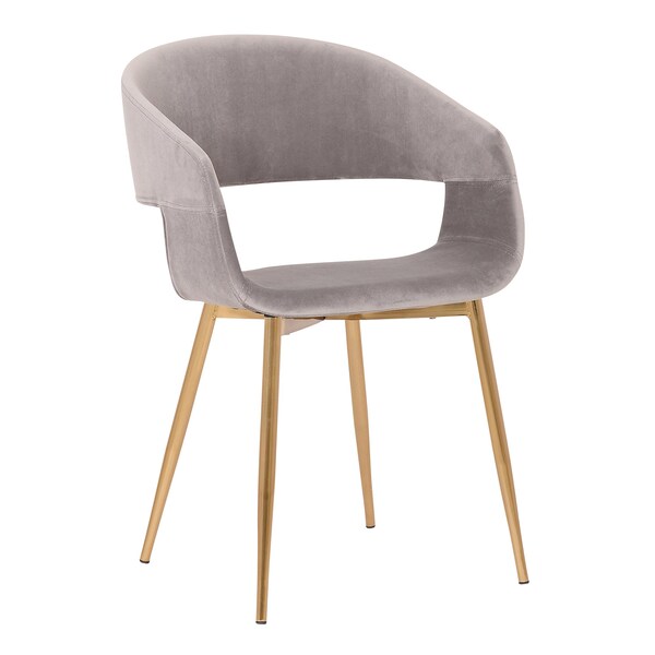 Armen Living Jocelyn Mid-Century Gray Dining Accent Chair with Gold Metal Legs - LCJCCHGLDGR