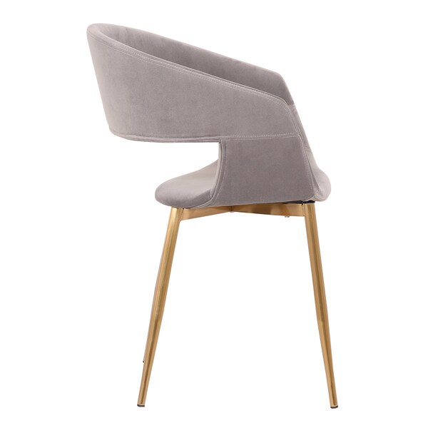 Armen Living Jocelyn Mid-Century Gray Dining Accent Chair with Gold Metal Legs - LCJCCHGLDGR