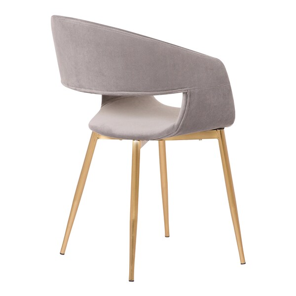 Armen Living Jocelyn Mid-Century Gray Dining Accent Chair with Gold Metal Legs - LCJCCHGLDGR