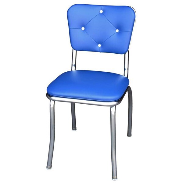 Bookazine 4140 Lucy Diner Chair -Royal Blue- with 1 in. Pulled Seat  - Chrome - TI2644163