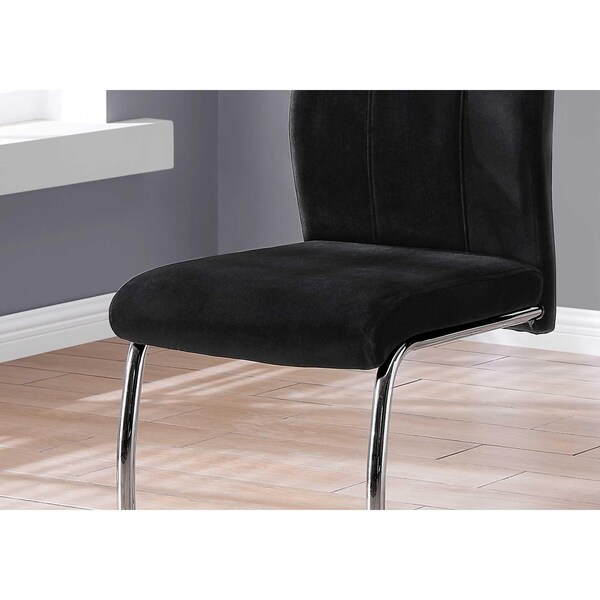 Homeroots 77.5 in. Velvet; Chrome Metal & Foam Dining Chairs - Pack of 2 - 332594