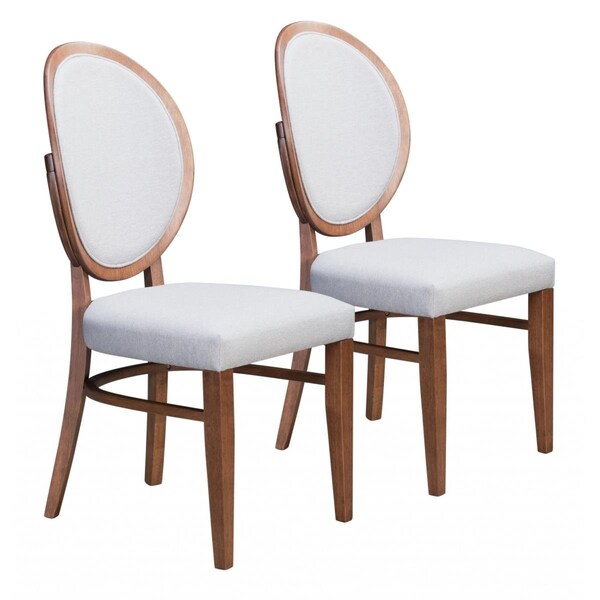 Homeroots 36.8 x 16.9 x 21.9 in. Regents Dining Chair, Walnut & Gray - 394749