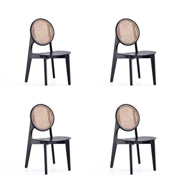 Designed To Furnish Versailles Round Dining Chair, Black & Natural Cane, 4PK - DE3589700