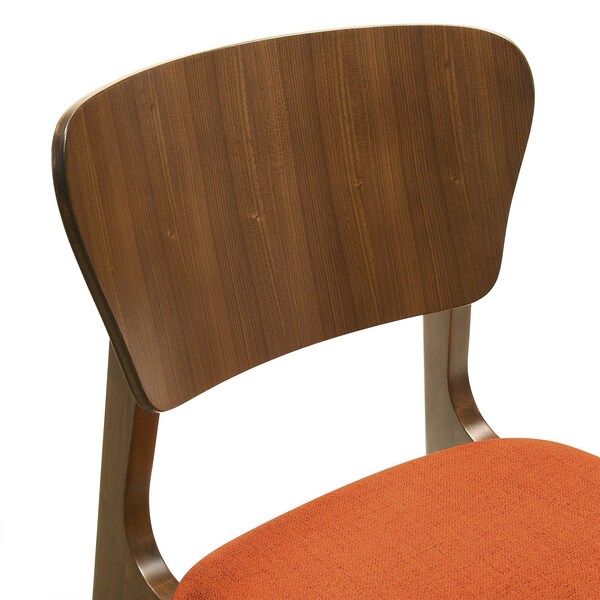 Armen Living Kalia Wood Dining Chair in Walnut Finish with Orange Fabric - Set of 2 - LCKACHWAOR
