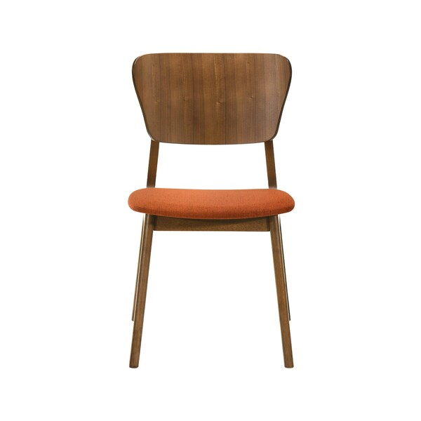 Armen Living Kalia Wood Dining Chair in Walnut Finish with Orange Fabric - Set of 2 - LCKACHWAOR