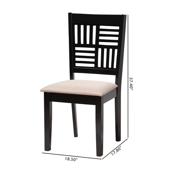 Baxton Studio Deanna Modern Beige Fabric and Dark Brown Finished Wood 2-Piece Dining Chair Set, PR - 232-2PC-13183-ZORO