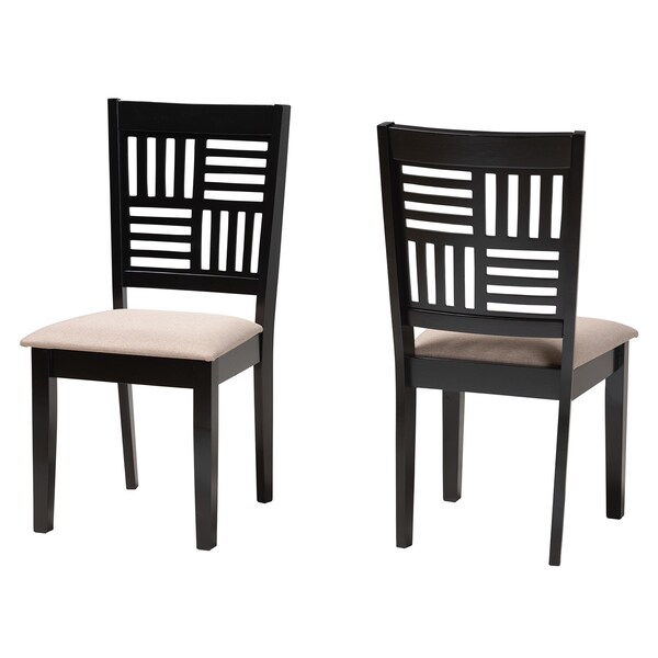Baxton Studio Deanna Modern Beige Fabric and Dark Brown Finished Wood 2-Piece Dining Chair Set, PR - 232-2PC-13183-ZORO