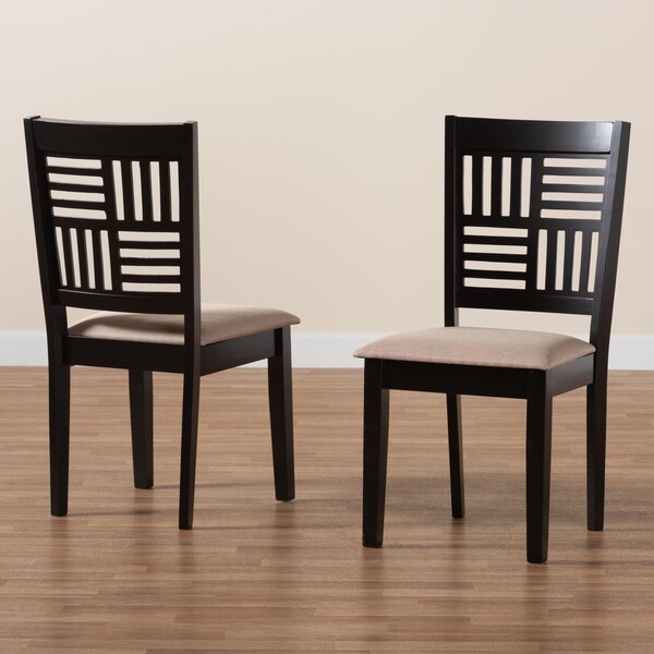Baxton Studio Deanna Modern Beige Fabric and Dark Brown Finished Wood 2-Piece Dining Chair Set, PR - 232-2PC-13183-ZORO