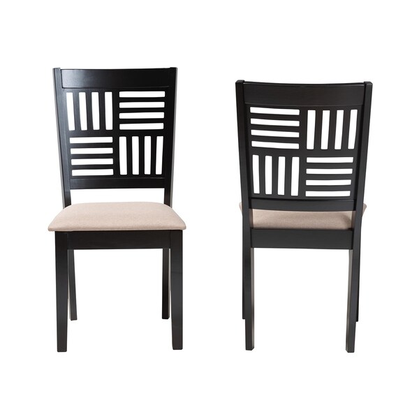 Baxton Studio Deanna Modern Beige Fabric and Dark Brown Finished Wood 2-Piece Dining Chair Set, PR - 232-2PC-13183-ZORO